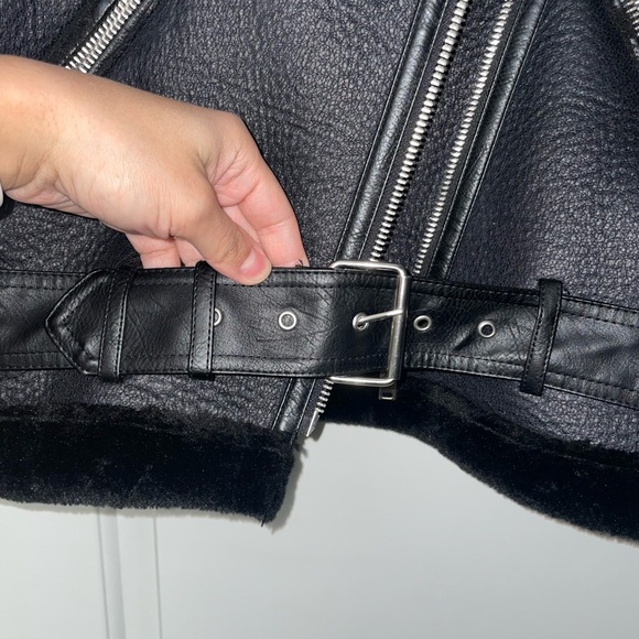 ZARA Double Faced Faux Leather Biker Jacket XS - Picture 5 of 15
